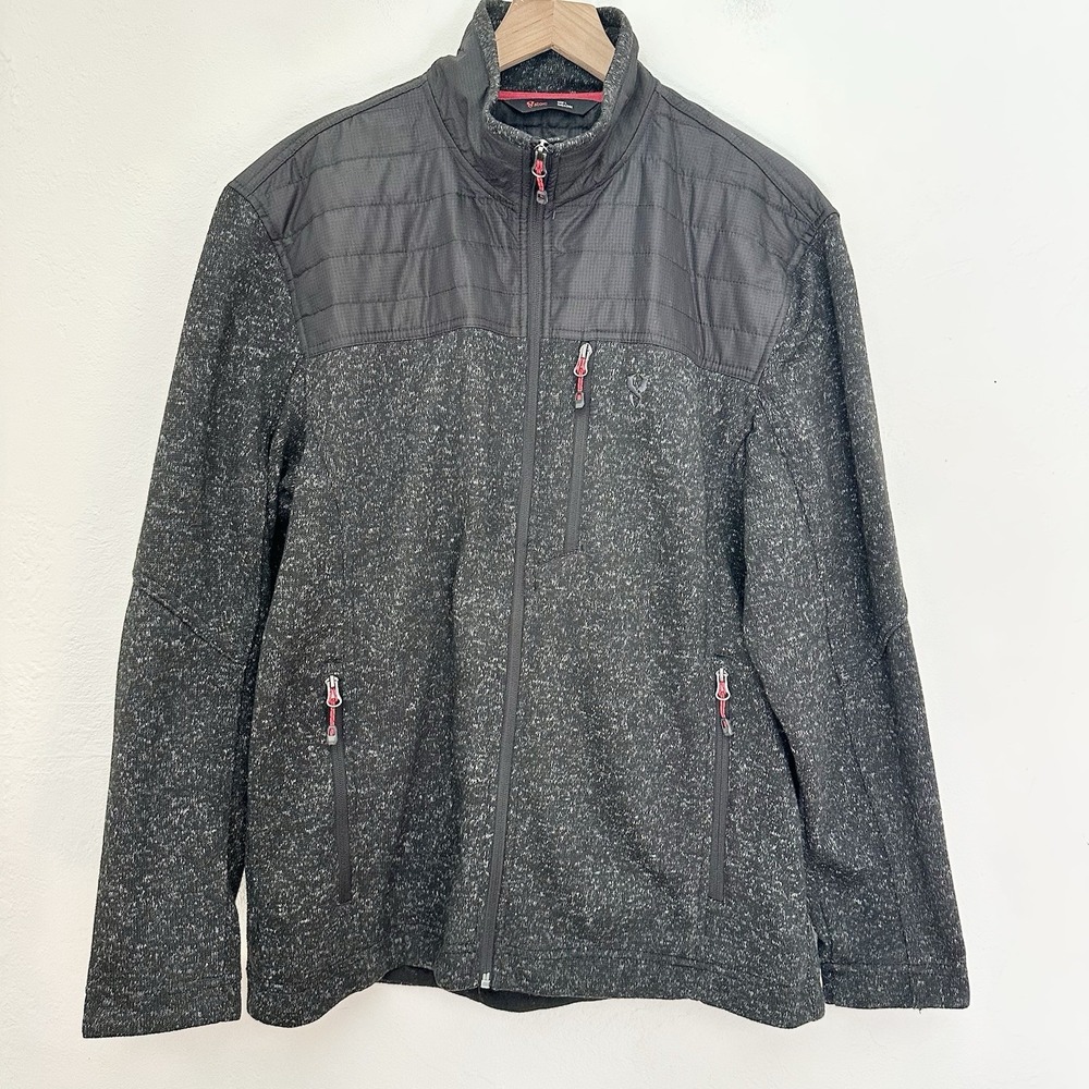 Stoic Sweater Fleece Jacket Mens Large Black Quilted Yoke Full Zip Outdoor warm - Picture 3 of 12
